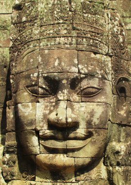 Taş yüzüne Bayon Tapınağı, Angkor Thom, Siem Reap, Kamboçya.
