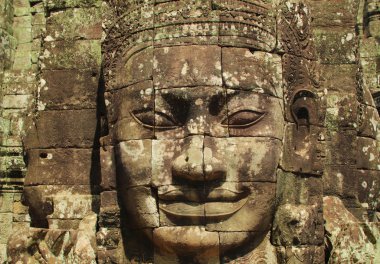 Taş yüzüne Bayon Tapınağı, Angkor Thom, Siem Reap, Kamboçya.