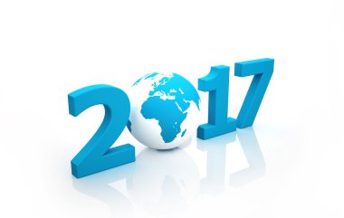 Yeni yıl 2017 3d görüntü