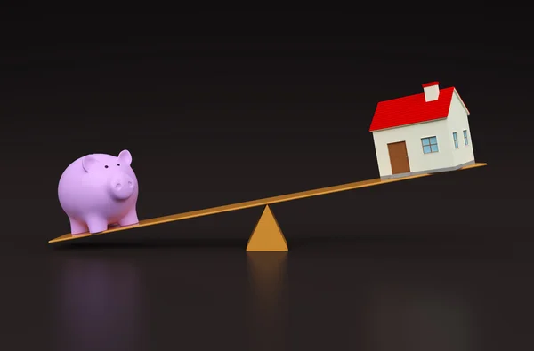 3d Model Piggy with Home — Stock Photo, Image