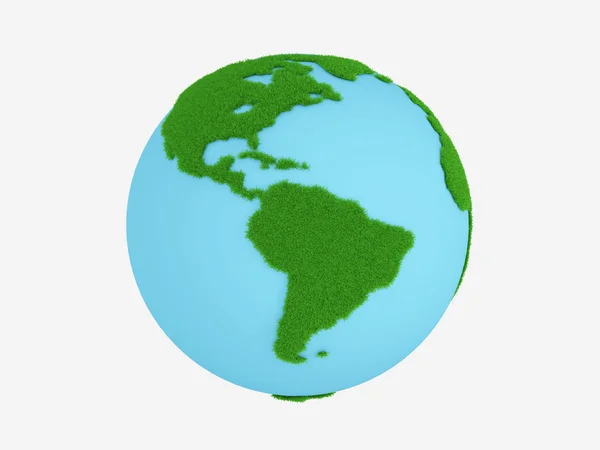 Mapa do mundo com grama — Fotografia de Stock