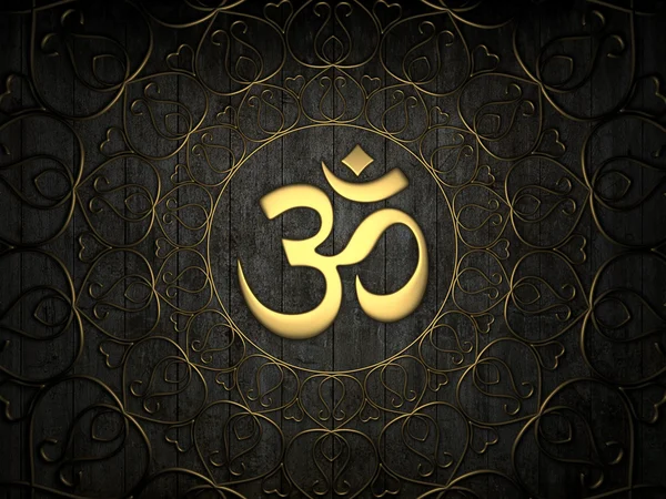 Hindu Om altın simgesi — Stok fotoğraf