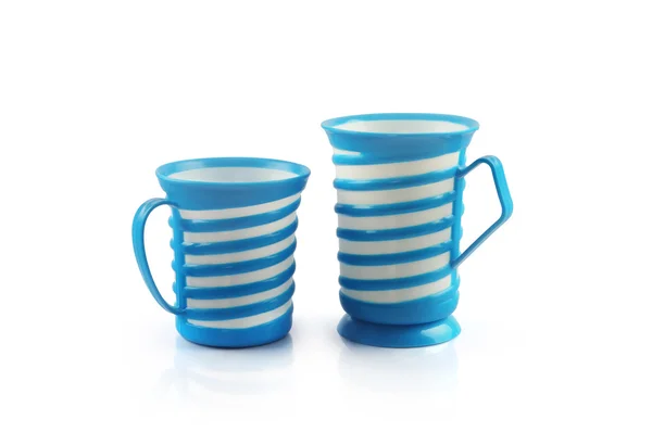 Blue and White Plastic Cups — Stock Photo, Image
