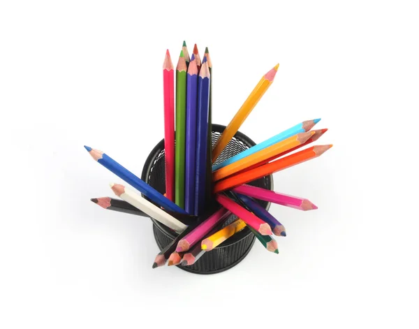 Colorful Pencils with Holder — Stock Photo, Image