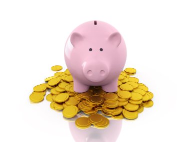     altın sikke ile Piggy banka 