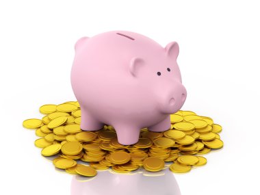     altın sikke ile Piggy banka 