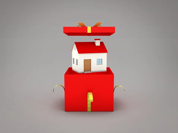 礼品盒与家居模型 — 图库照片