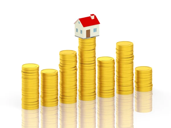 Home Model with Gold Coin — Stock Photo, Image