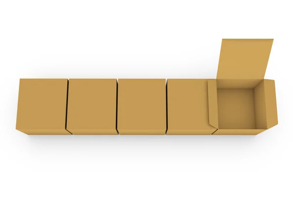 Cajas de cartón - Imagen 3D — Foto de Stock