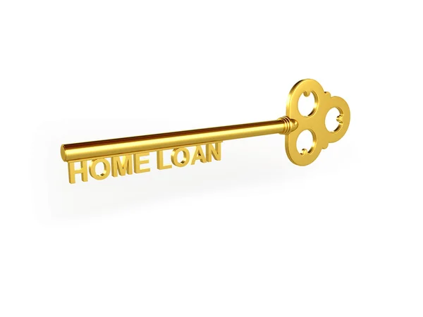 Home Loan Text with Golden Key — Stock Photo, Image