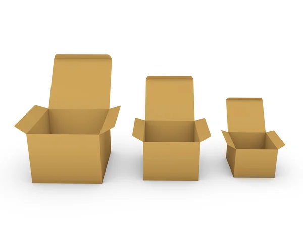 Kartónové krabice - 3d přepuštěné obrázek — Stock fotografie