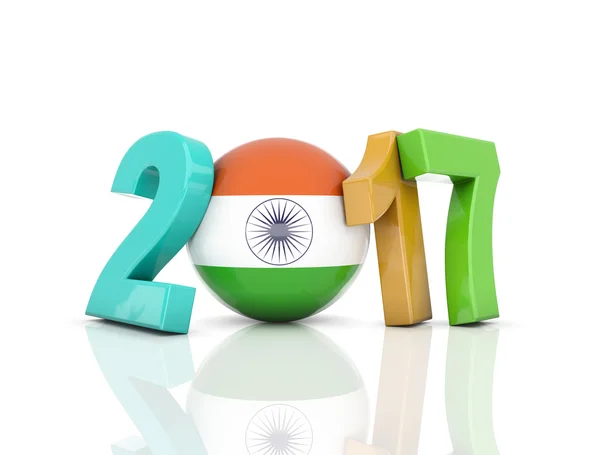 인도 국기와 함께 새 해 2017 — 스톡 사진