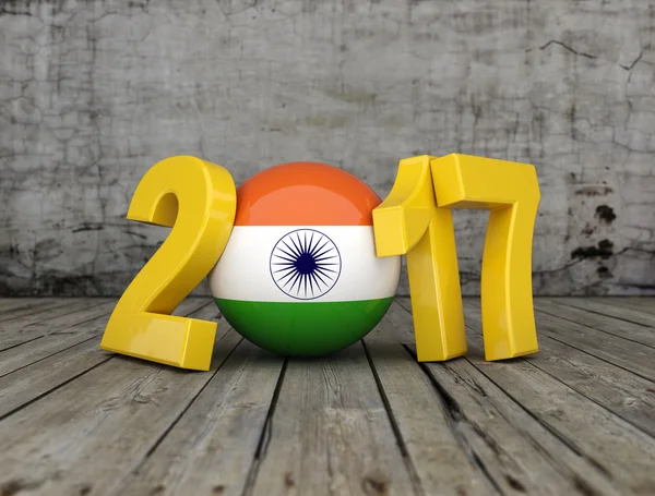 인도 국기와 함께 새 해 2017 — 스톡 사진