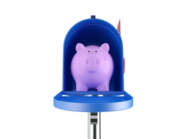 Schweinchen mit Postfach 3D-Rendering-Bild — Stockfoto