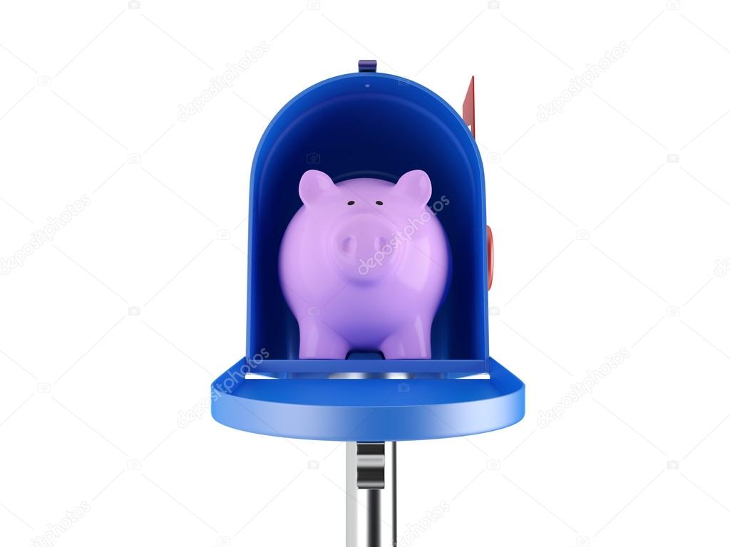 Piggy with Mailbox 3D Rendering Image
