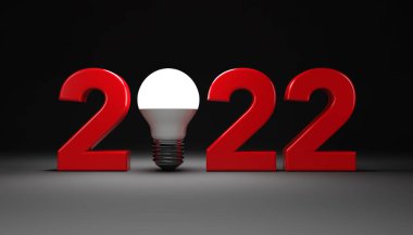 LED Ampulle Yeni Yıl 2022 Yaratıcı Tasarım Konsepti - 3D Yapılandırılmış Resim