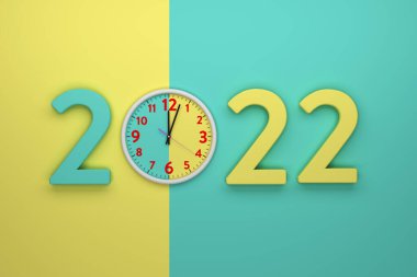 Yeni Yıl 2022 Saat ile Yaratıcı Tasarım Konsepti - 3B Yapılandırılmış Resim