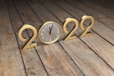 Yeni Yıl 2022 Saat ile Yaratıcı Tasarım Konsepti - 3B Yapılandırılmış Resim