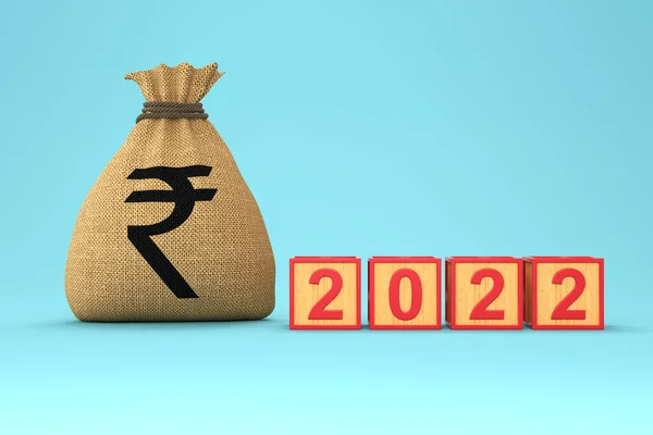 New Year 2022 Creative Design Concept Indian Rupee Symbol Rendered — 스톡 사진