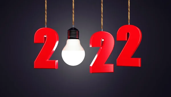 New Year 2022 Creative Design Concept Led Bulb Rendered Image — 스톡 사진