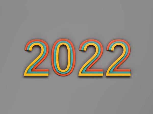 2022年新年创意设计概念 3D渲染图像 — 图库照片