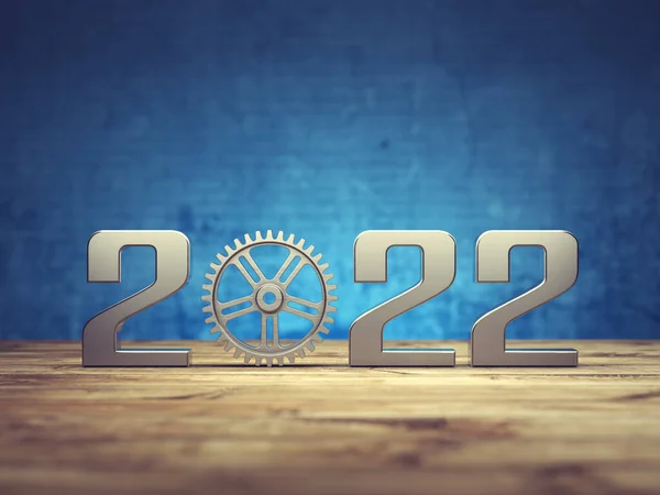 New Year 2022 Creative Design Concept Gears Rendered Image — Stock fotografie