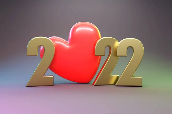 Ano Novo 2022 Com Símbolo Coração Conceito Design Criativo Imagem — Fotografia de Stock