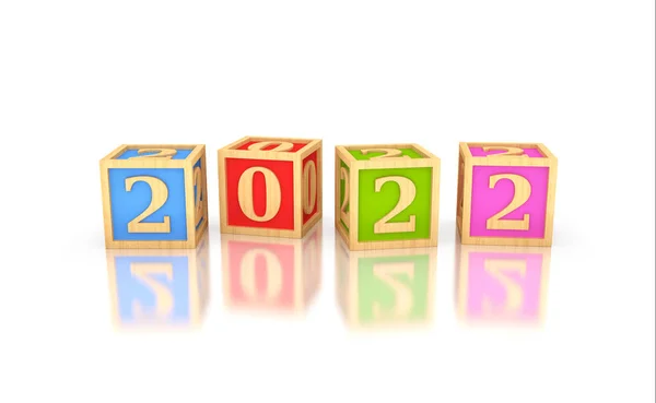 New Year 2022 Creative Design Concept Cubes Rendered Image — Stockfoto