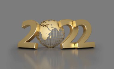 Yeni Yıl 2022 Dünya haritası ile Yaratıcı Tasarım Konsepti - 3D Yapılandırılmış Resim