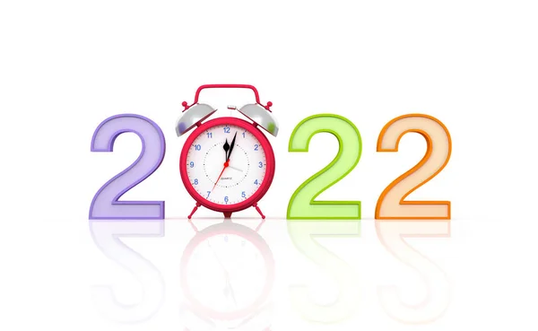 New Year 2022 Creative Design Concept Clock Rendered Image — Stock Photo, Image