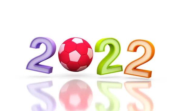 Nowy Rok 2022 Creative Design Concept Piłką Nożną Obraz Renderowany — Zdjęcie stockowe