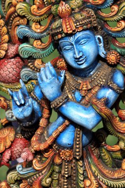 Lord Krishna'nın ahşap heykel