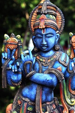 Lord Krishna'nın Woodern heykel