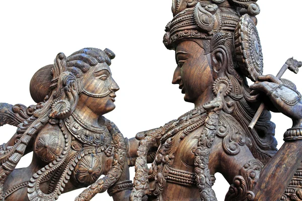 Estátua de madeira de Deus hindu krishna — Fotografia de Stock