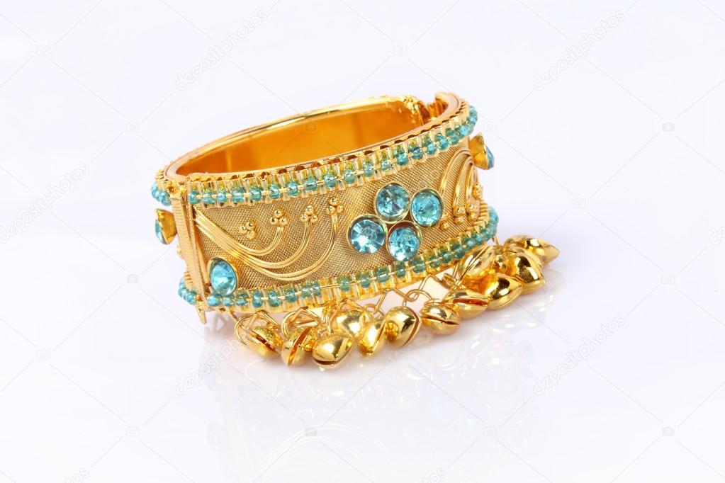 Indian Gold Bracelet isolated on white