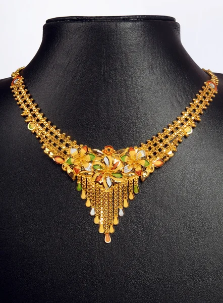 Indian Gold Necklace with Different Pattern — Stock Photo, Image