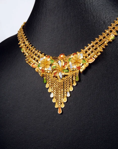 Indian Gold Necklace with Different Pattern — Stock Photo, Image