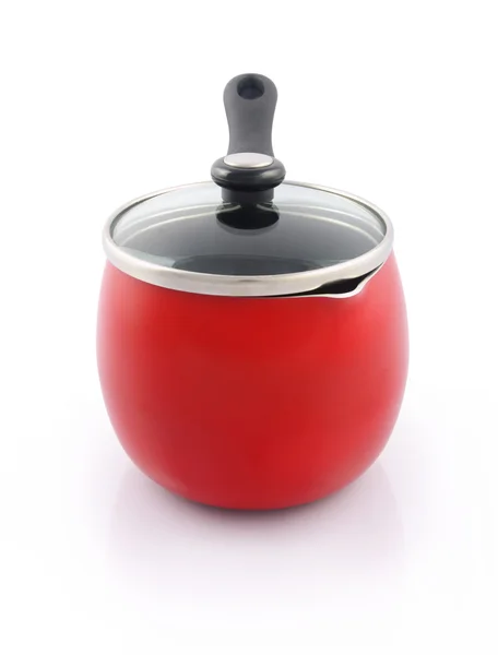 Stewpot vermelho com alça — Fotografia de Stock