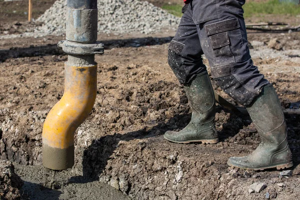 Process of concreting the foundations of the new house, building a new bungalov, buildings concept