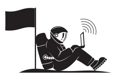 Bir astronot yere dinlenme ve bir sinyal gönderme