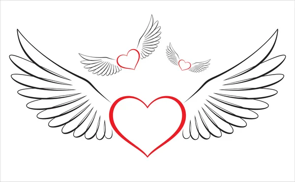 Line art-style flying hearts — Stock Vector