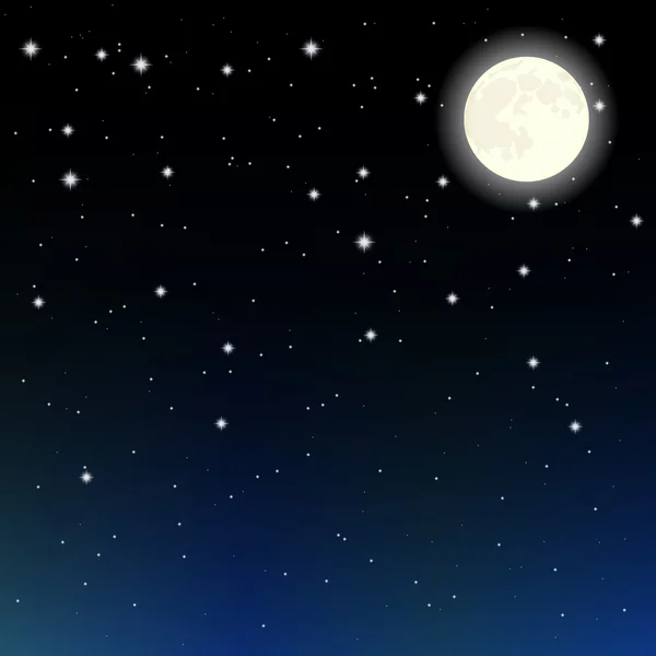Stjärnhimmel och månen Royaltyfria illustrationer