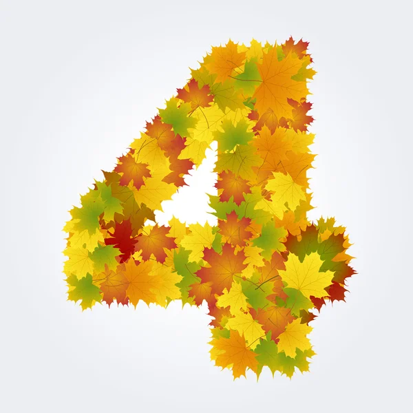 Number 4 of the autumn leaves — Stock Vector
