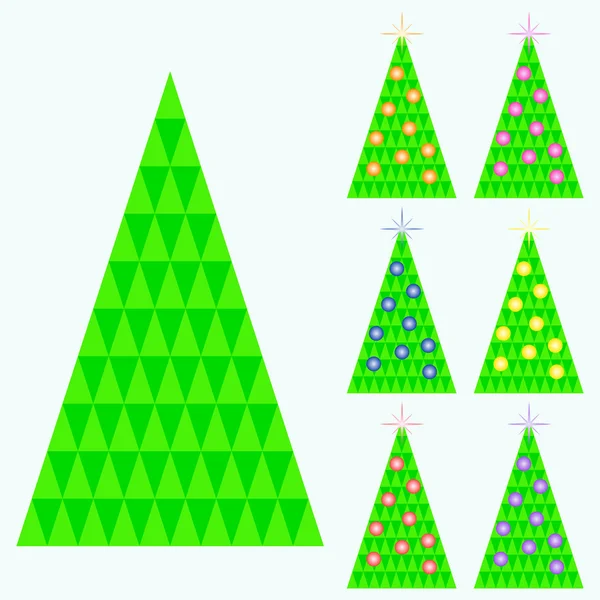 Collection of Christmas trees of triangles — Stock Vector