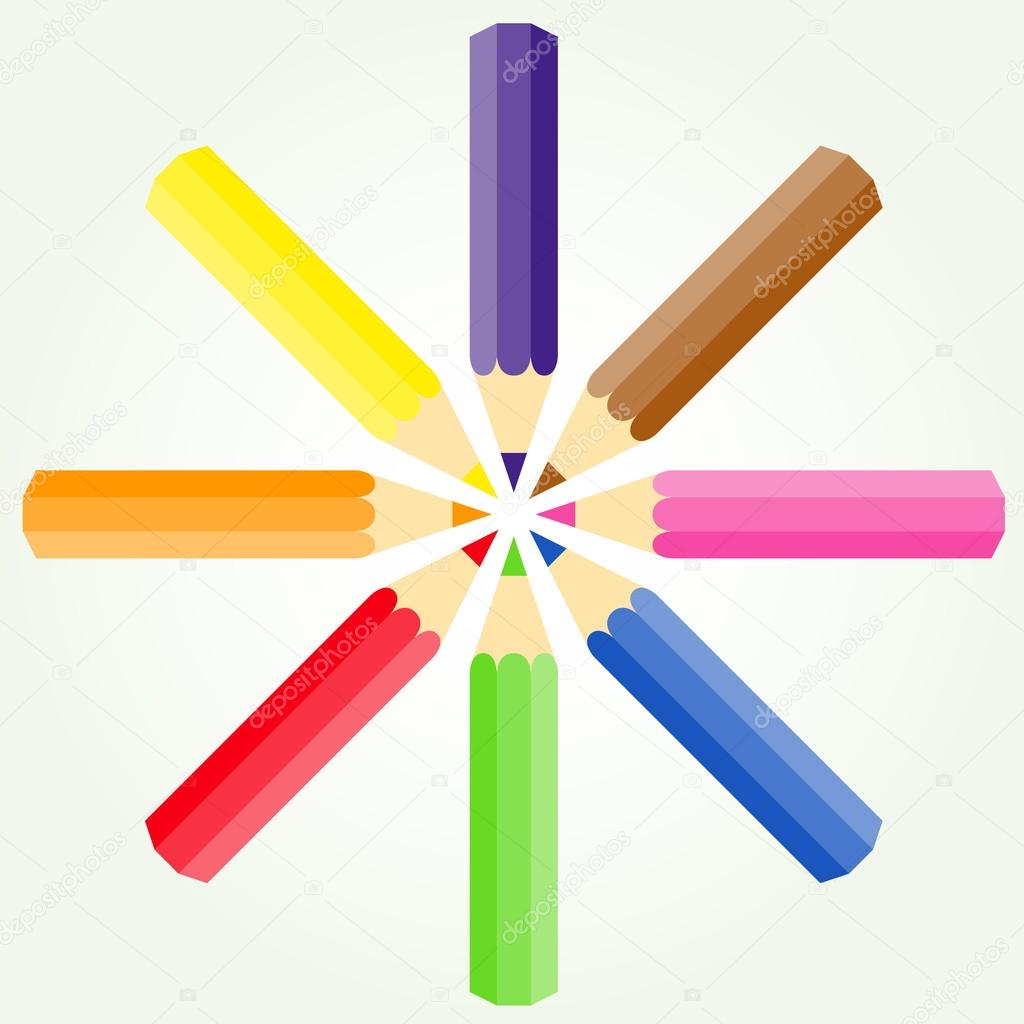 Matite colorate in un cerchio 2 — Vettoriale Stock