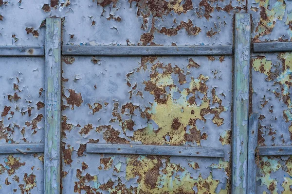 Vieux Mur Grange Est Recouvert Fer Des Cadres Bois Dehors — Photo