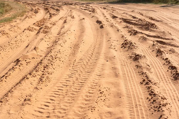 Een Fragment Van Een Landelijk Weggetje Gemaakt Van Los Roze Stockfoto