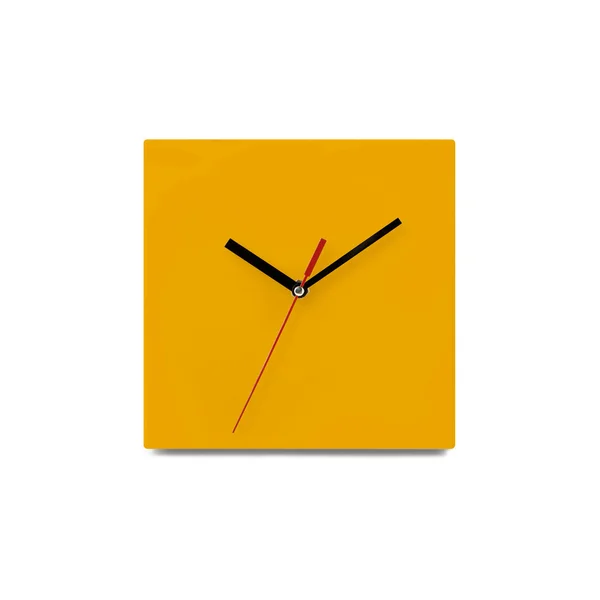 オレンジ色のシンプルな壁時計 - 時計は、白い背景で隔離 — ストック写真