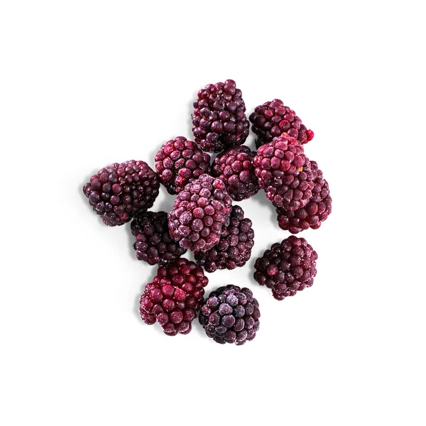 Frozen domestic red blackberries - isolated on white background — Stock Photo, Image