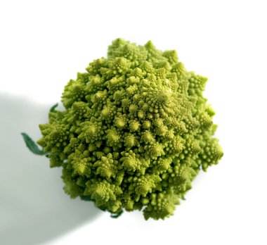 Decorate broccoflower top view - brocolli isolated on white back